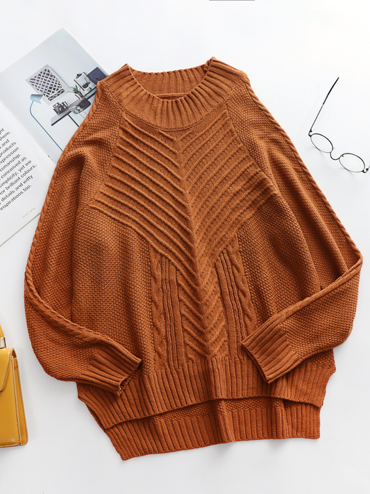 Calistally | Persimmon Shoulder Cut-Out Knit Sweater