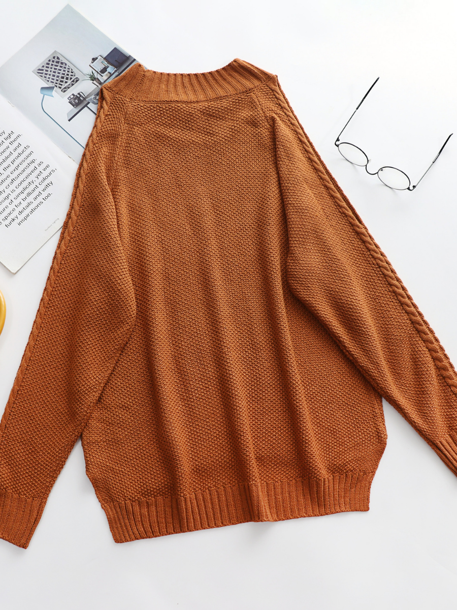 Calistally | Persimmon Shoulder Cut-Out Knit Sweater