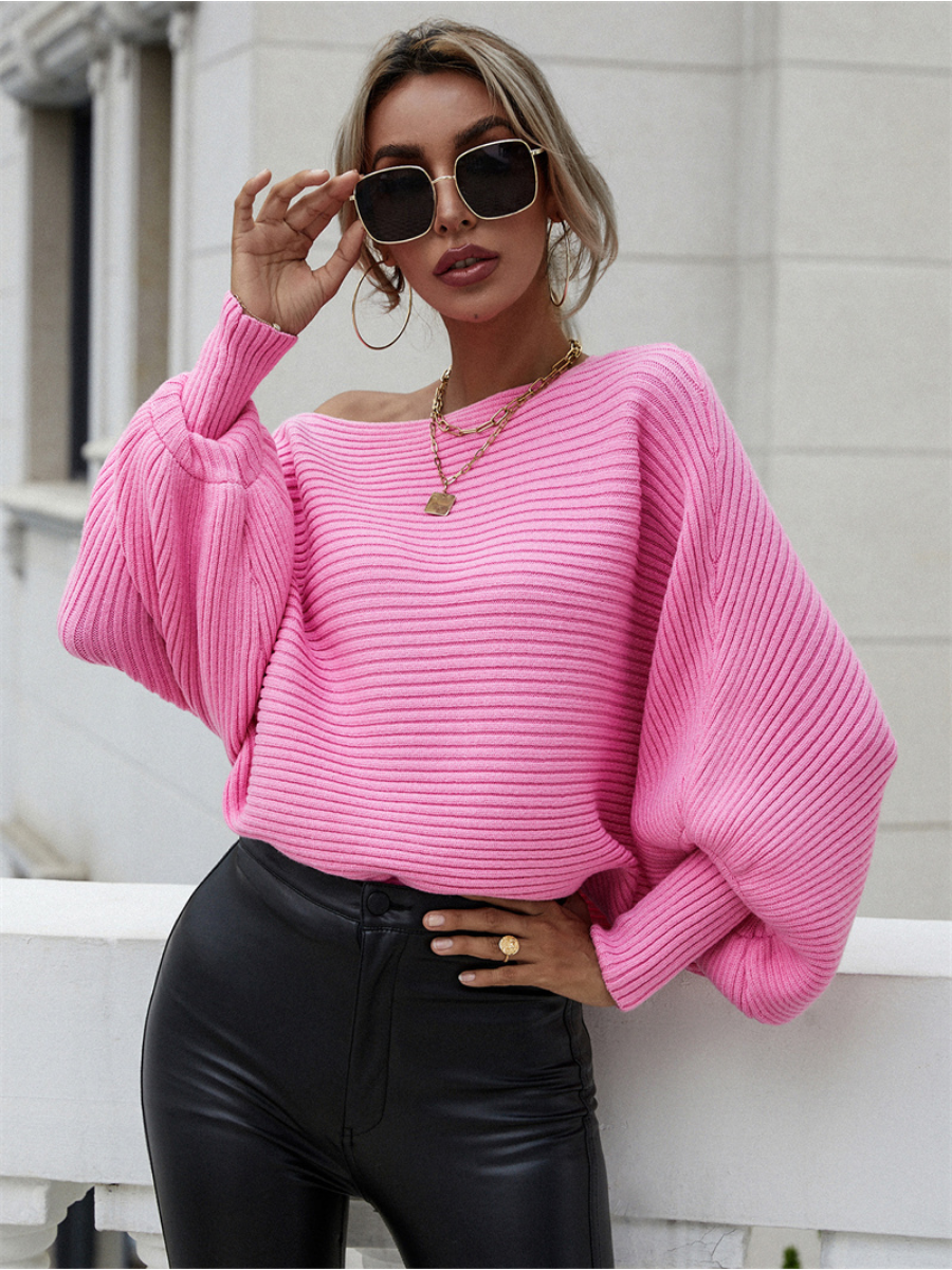 Calistally Doll | GISELE Lantern Sleeve Tighten Cuff Knit Top - Pink