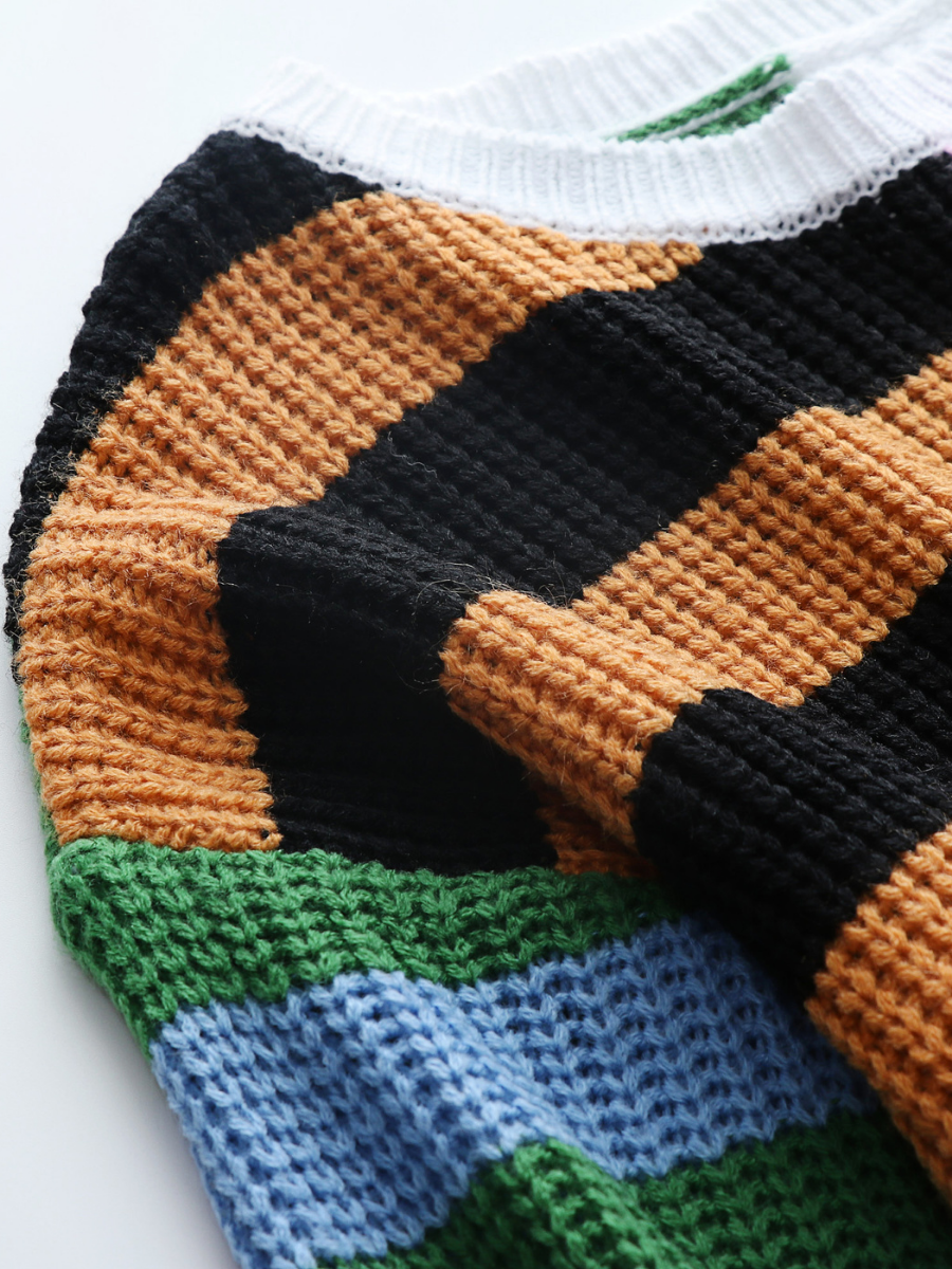 Calistally | ROBERTA Stripe Block Color Knit Top