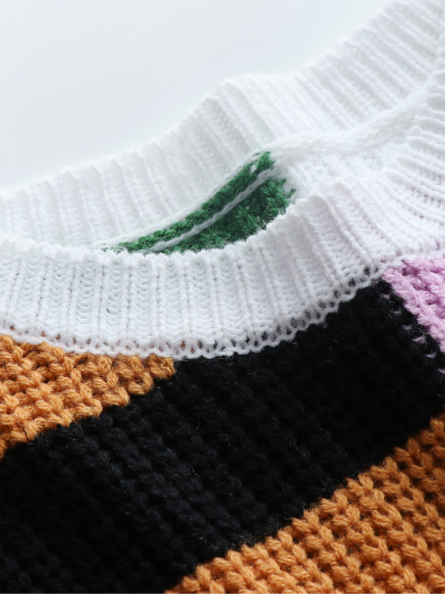 Calistally | ROBERTA Stripe Block Color Knit Top