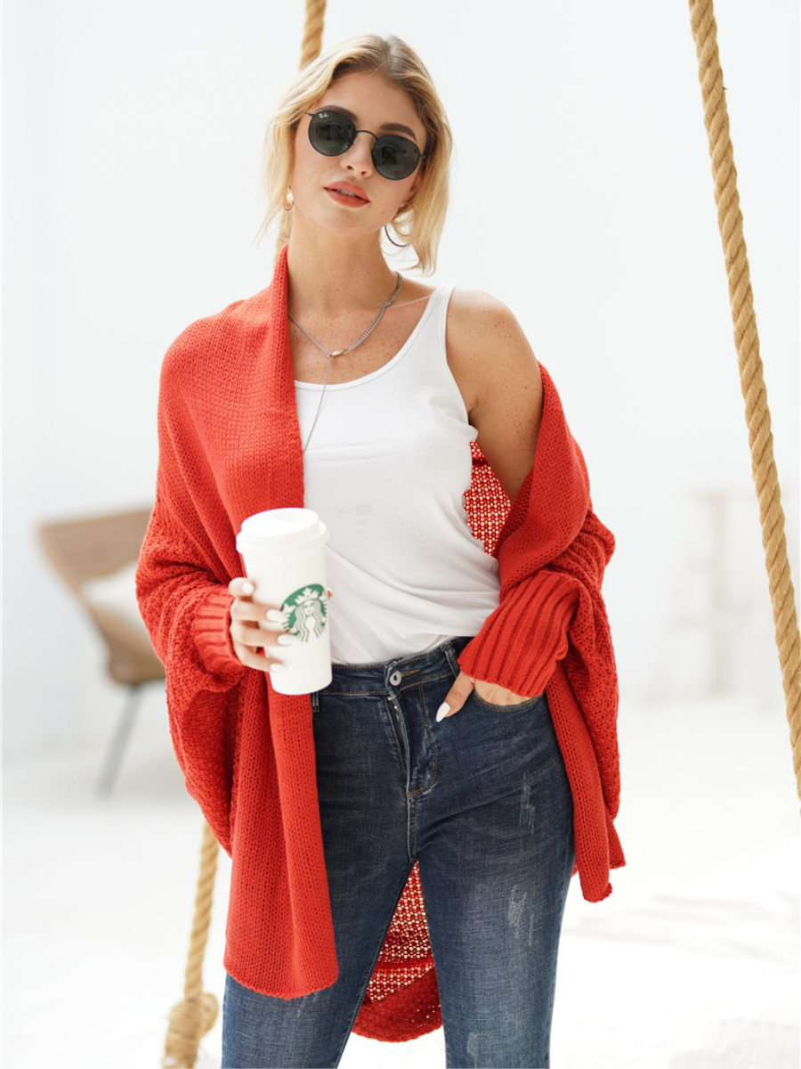 Calistally | Red Batwing Easy On Cardigan