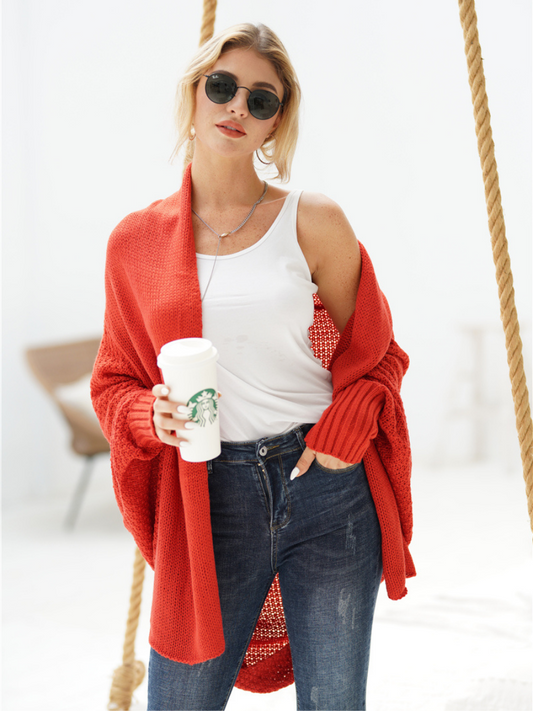 Calistally | Red Batwing Easy On Cardigan