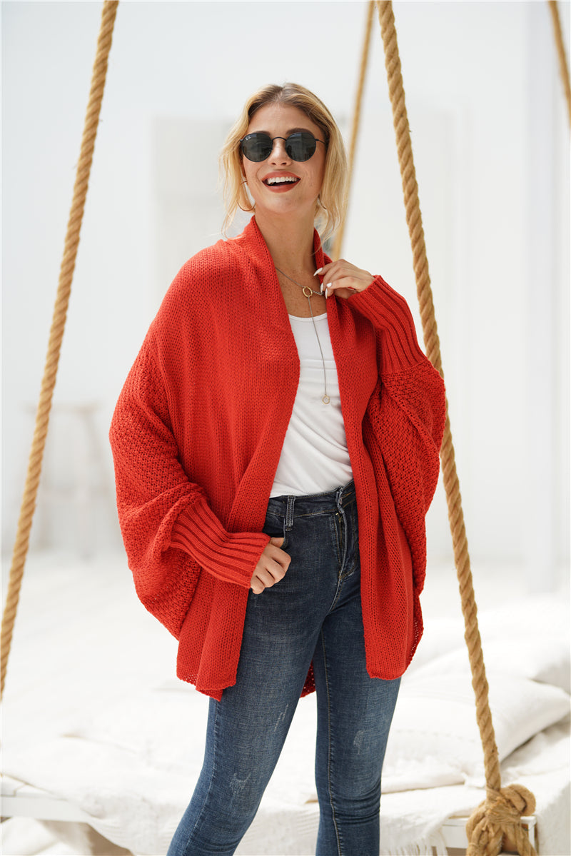 Calistally | Red Batwing Easy On Cardigan
