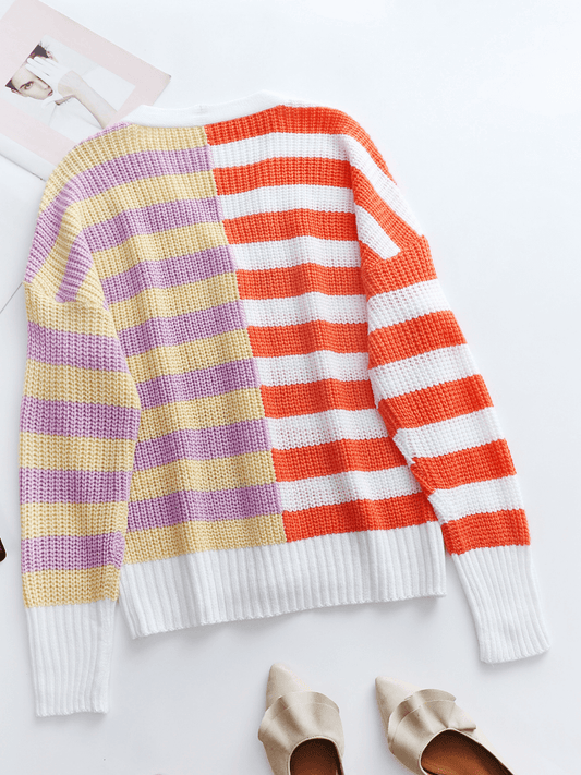 Calistally | Rachael Contract Stripe Knit Cardigan