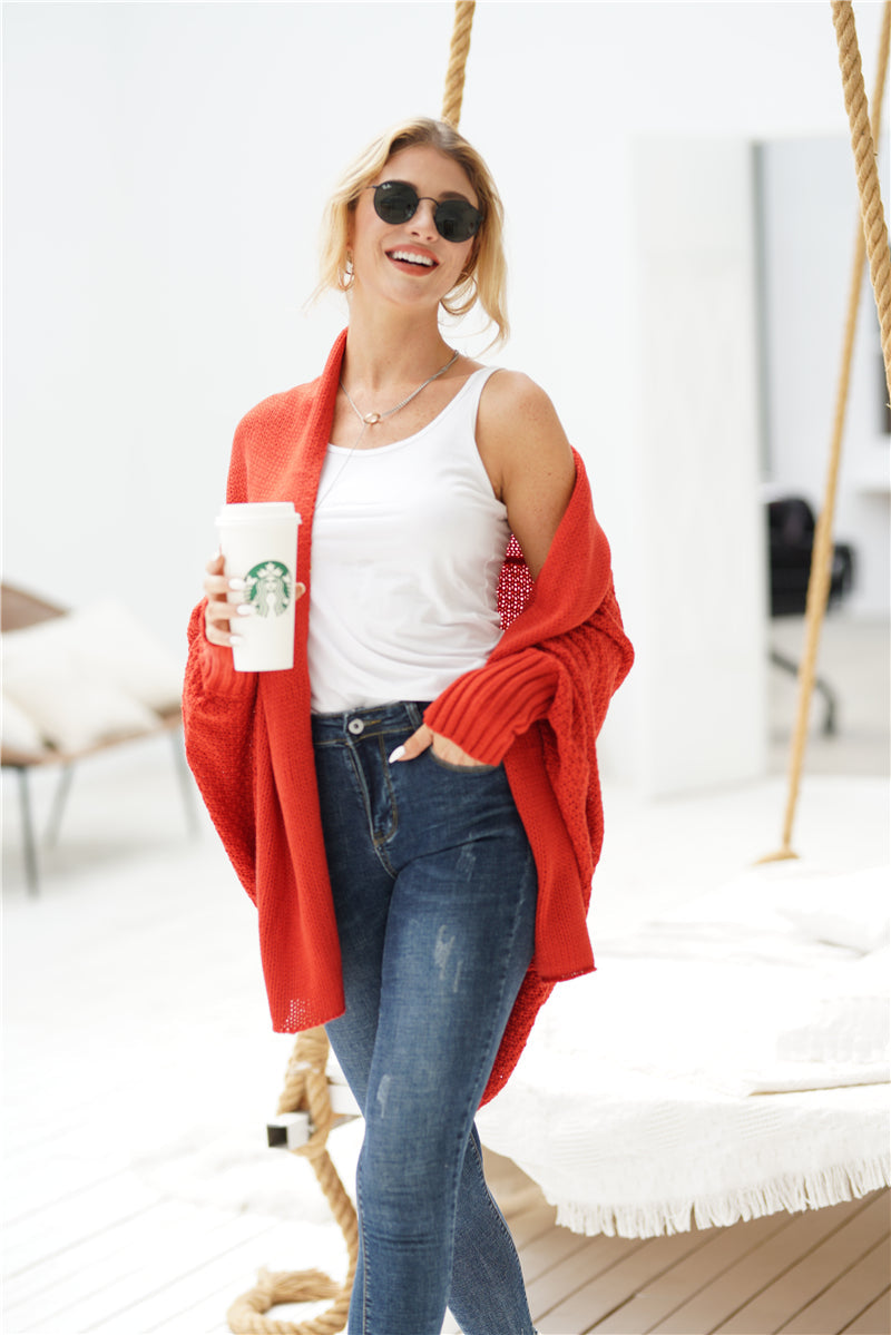 Calistally | Red Batwing Easy On Cardigan