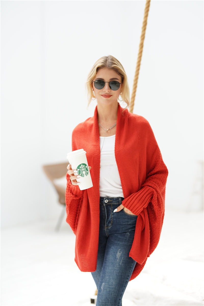 Calistally | Red Batwing Easy On Cardigan