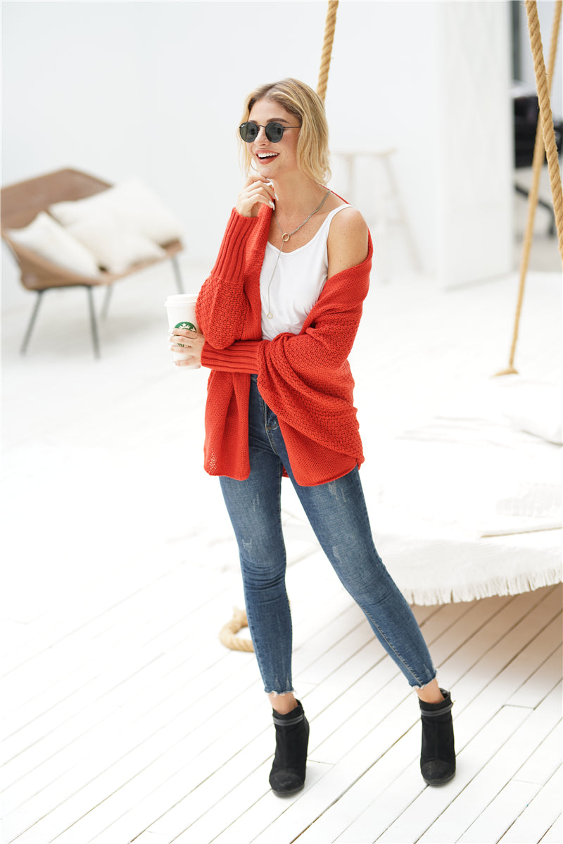 Calistally | Red Batwing Easy On Cardigan