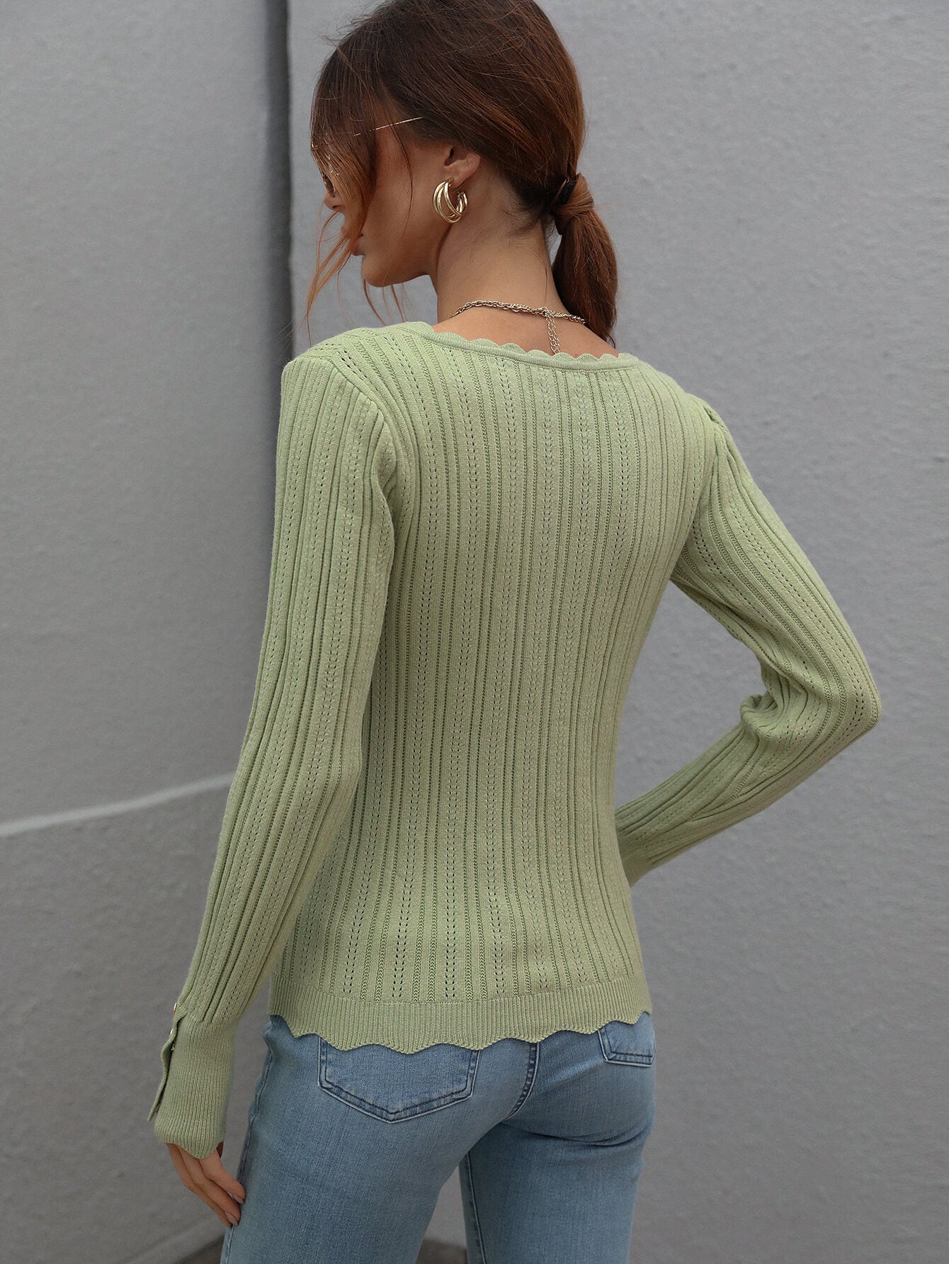 SHELL KNIT TOP - SAGE