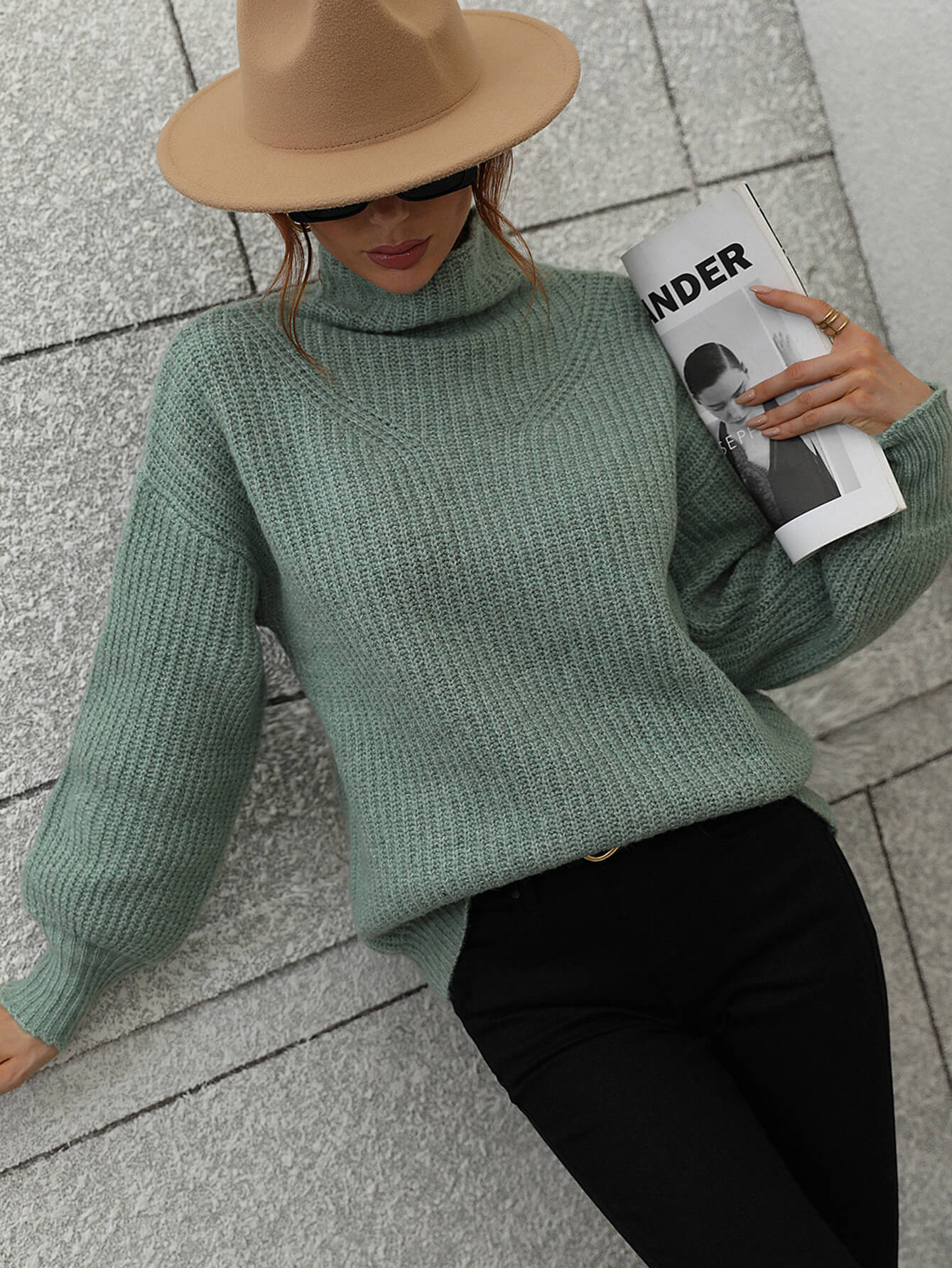 CHESTER KNIT JUMPER - SAGE