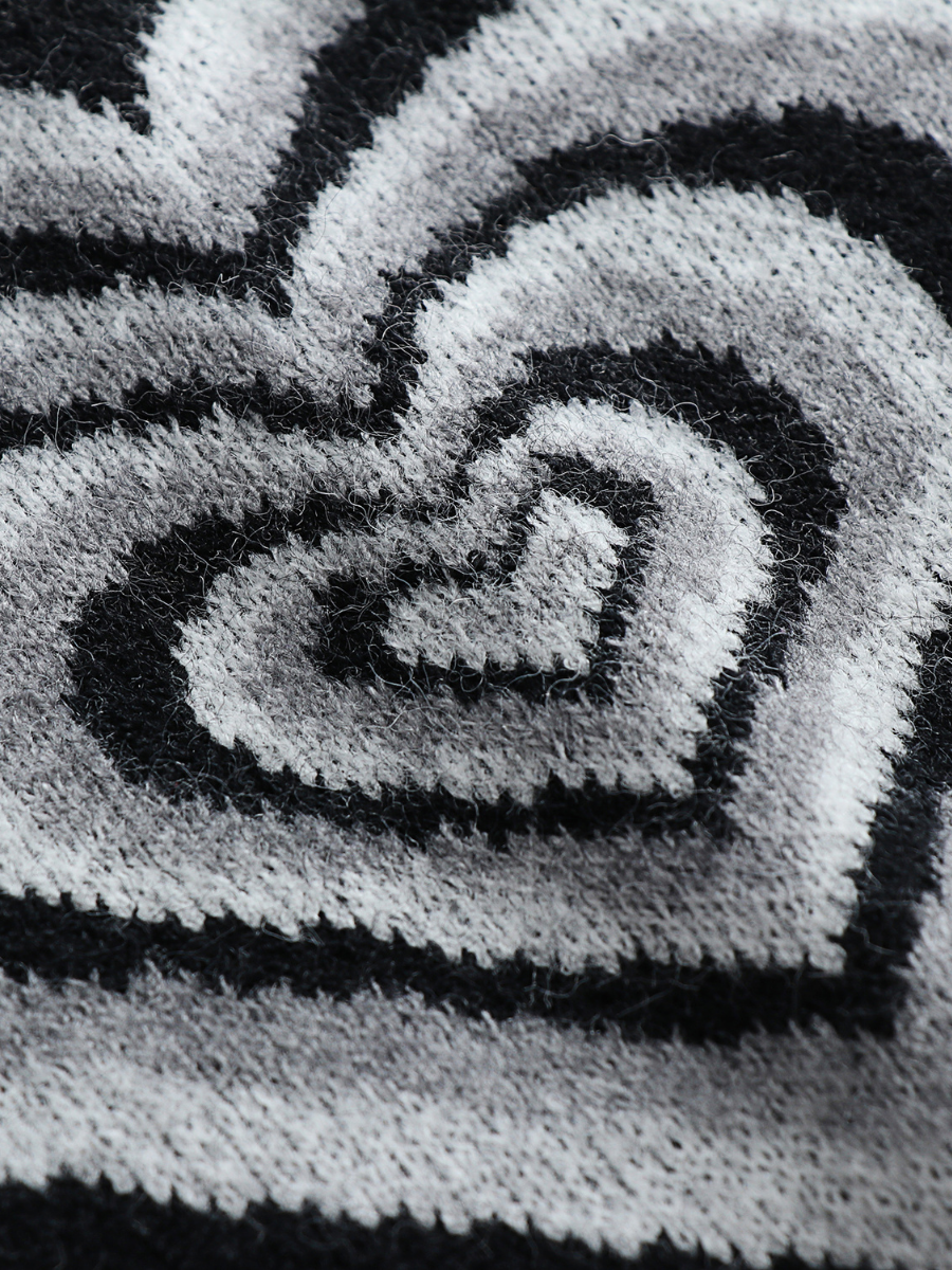 Calistally | Black Grey Heart Ring Knit Top