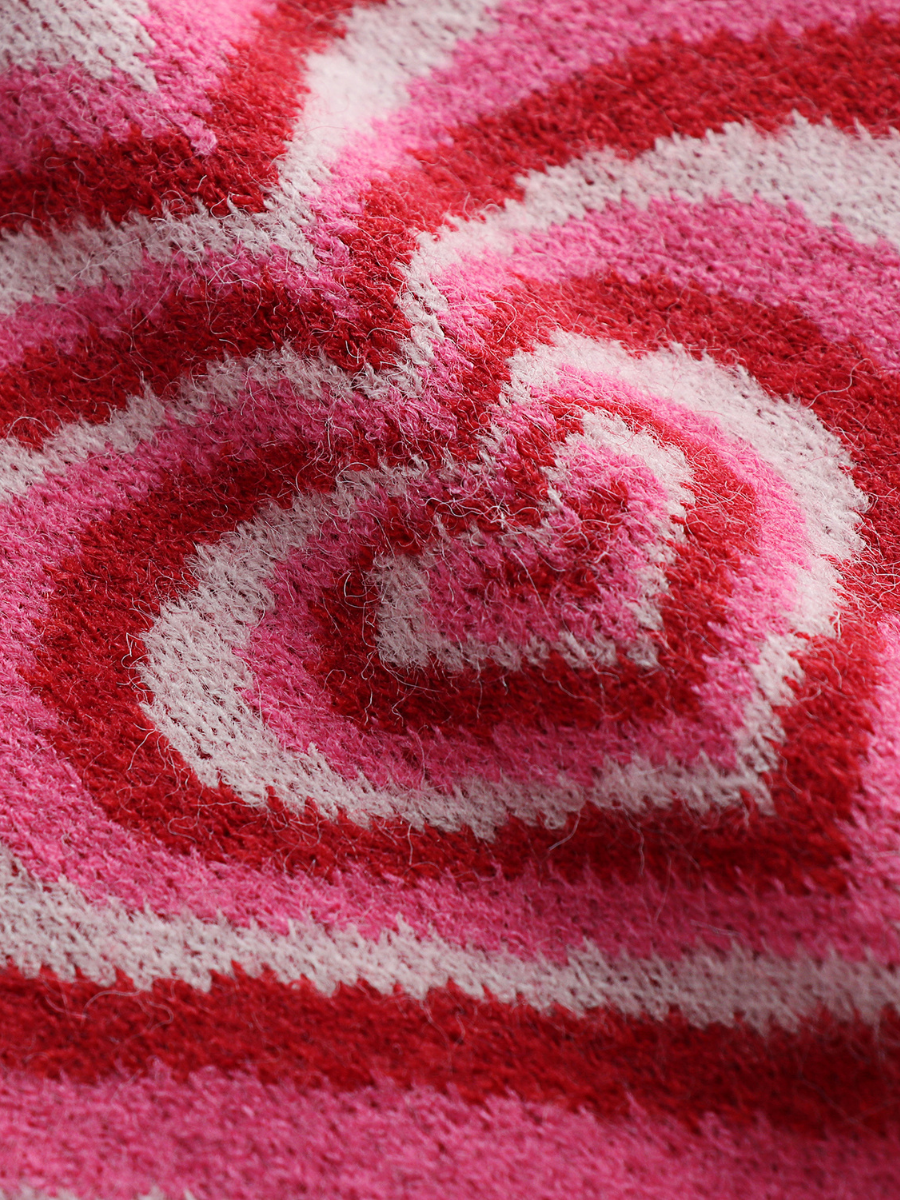 Calistally | Pink Red Heart Ring Knit Top