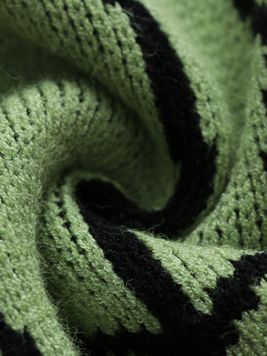 Calistally | Green Smiley Polar Bear Knit Sweater Dress