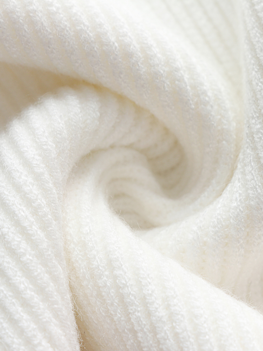 Calistally | White Oversized Collar Turtleneck Knit Sweater