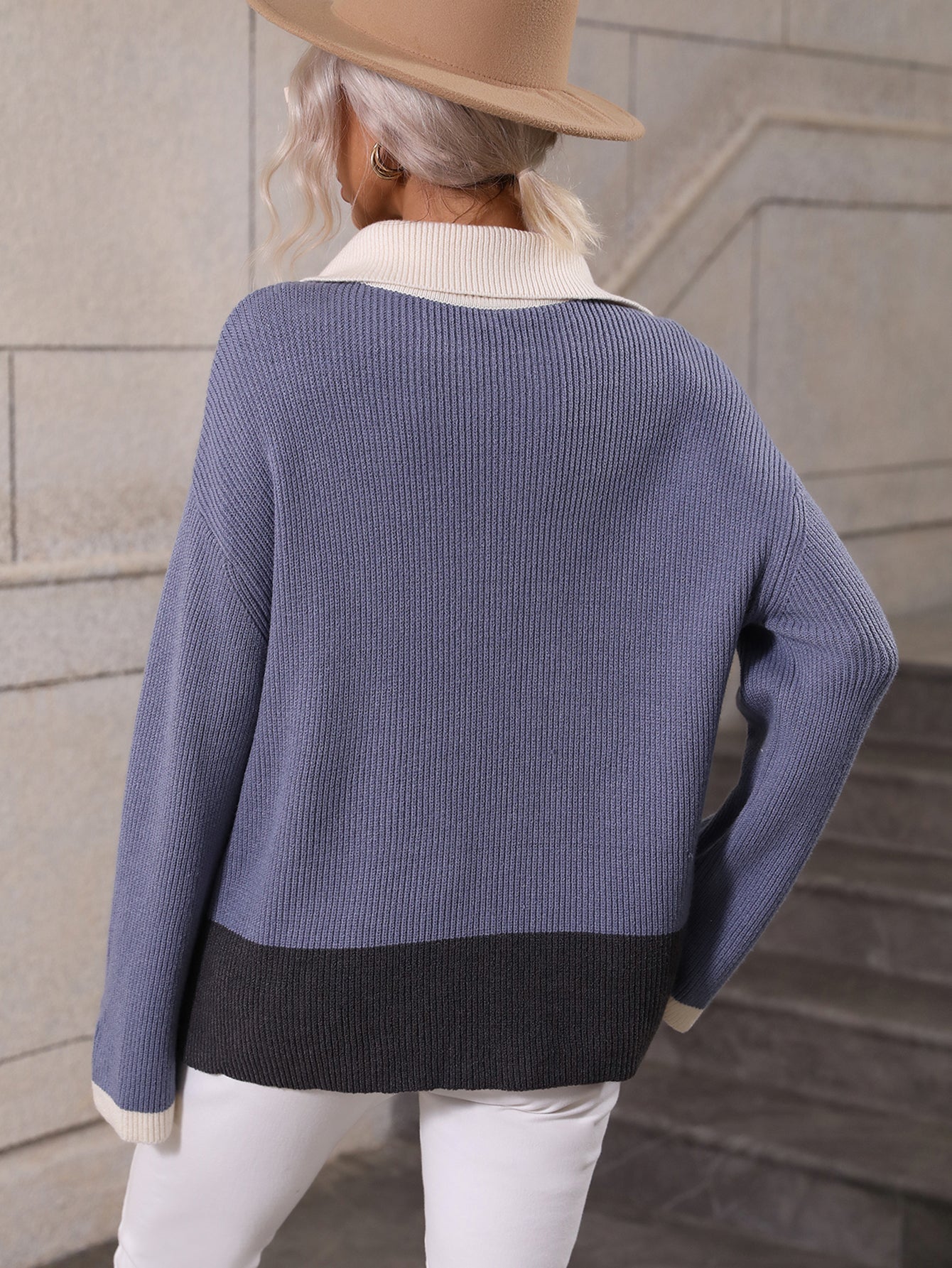 MIND AT EASE KNIT HALF ZIP PULLOVER - YALE BLUE