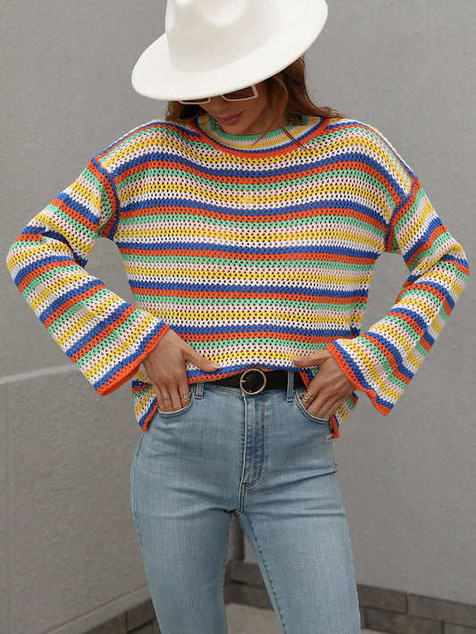 LALLIE KNIT TOP - YELLOW STRIPE PRINT