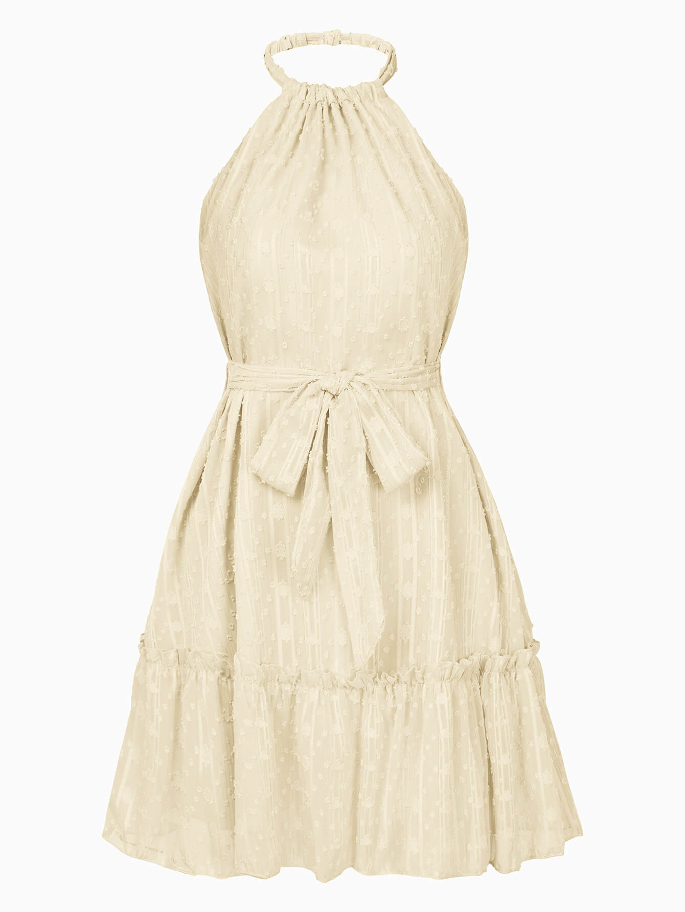 Priscilla Halter Babydoll Mini Dress - Apricot