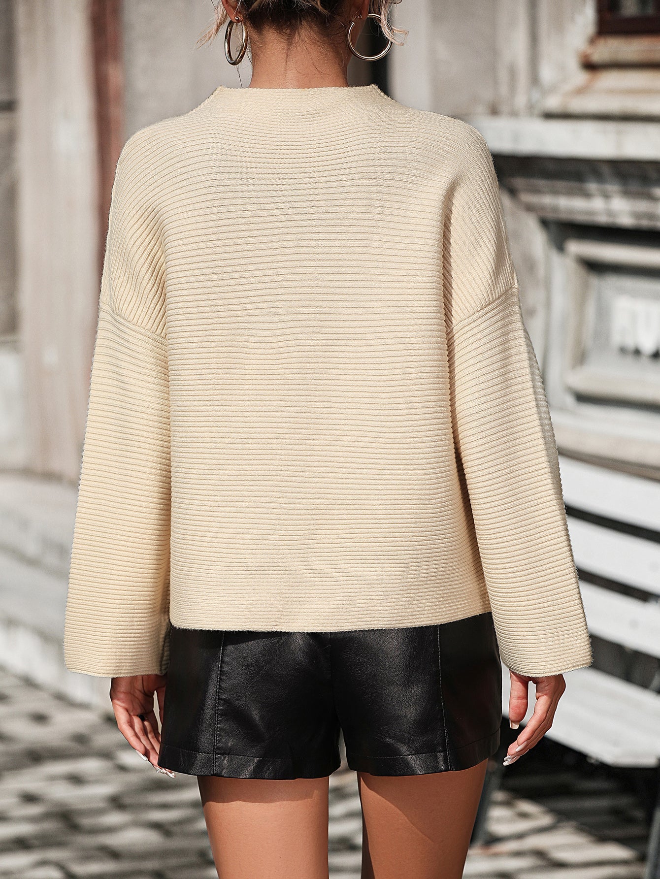 Elouise Knit Oversized Pullover Sweater - Beige