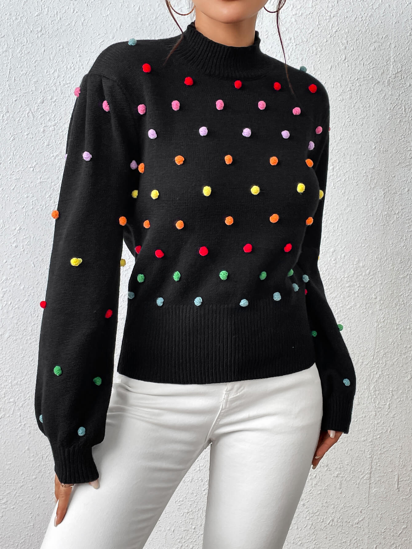 Celestial Multi Popcorn Applique Sweater - Black