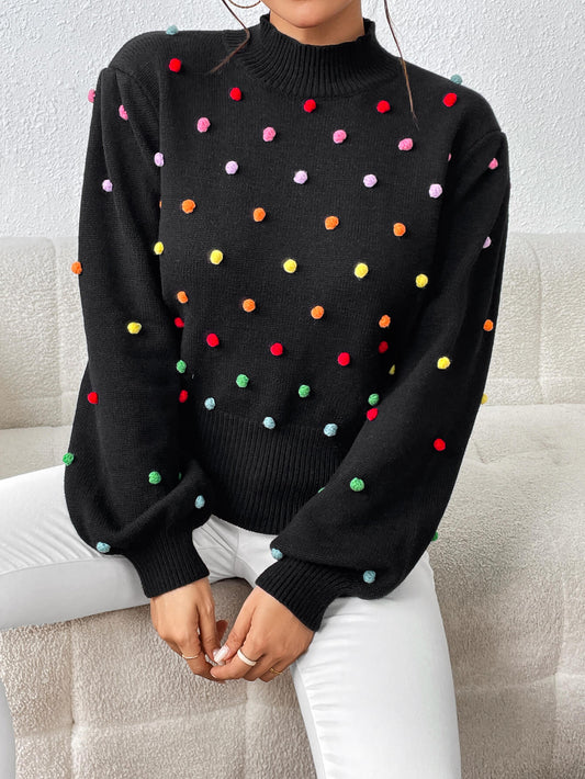Celestial Multi Popcorn Applique Sweater - Black