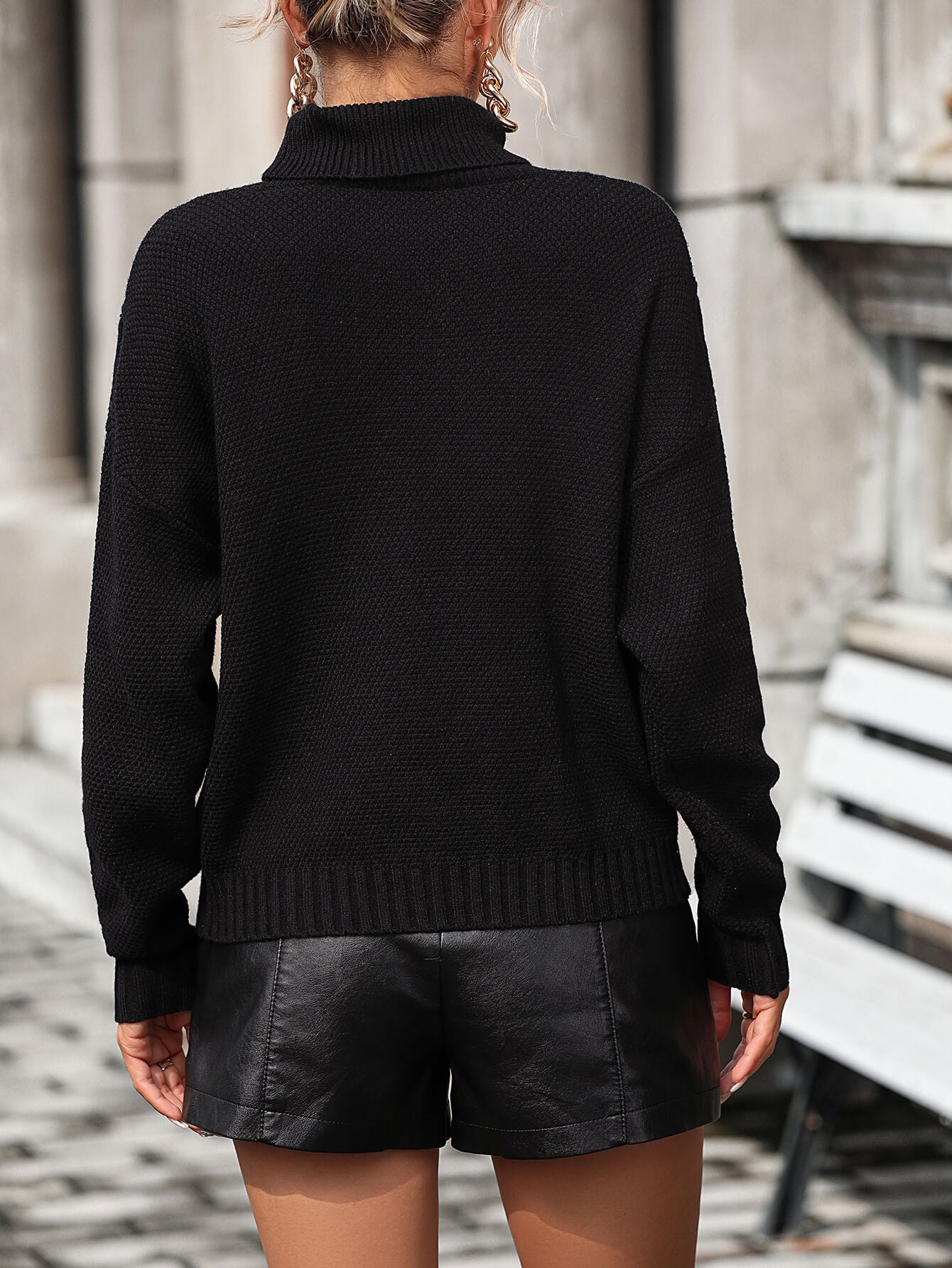 Autumn Breeze Fringe Trim Sweater - Black
