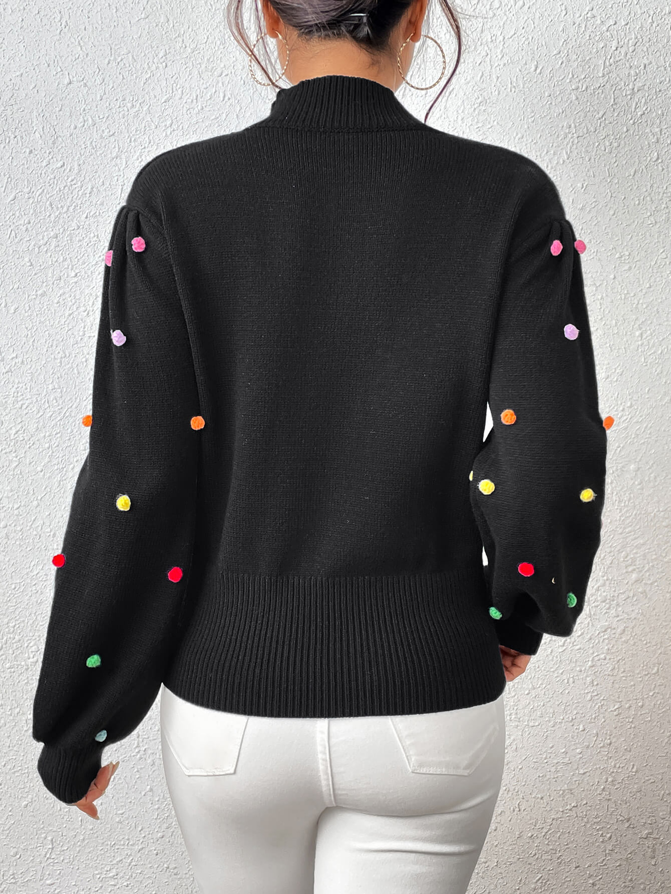 Celestial Multi Popcorn Applique Sweater - Black