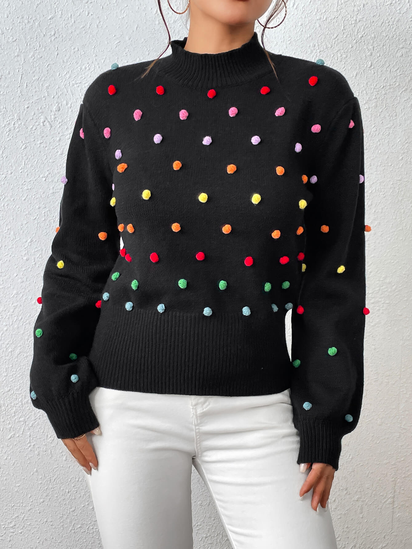 Celestial Multi Popcorn Applique Sweater - Black