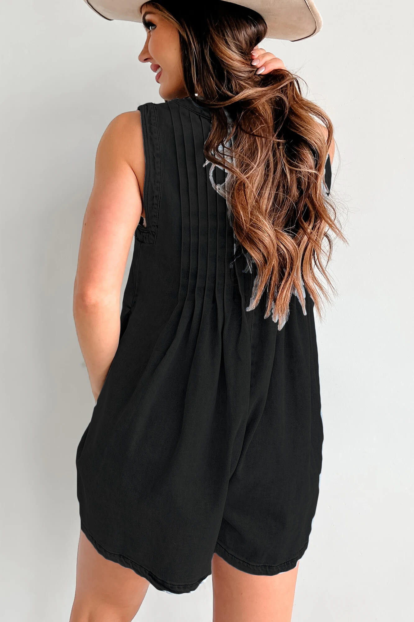 Texas Babydoll Denim Mini Dress - Black