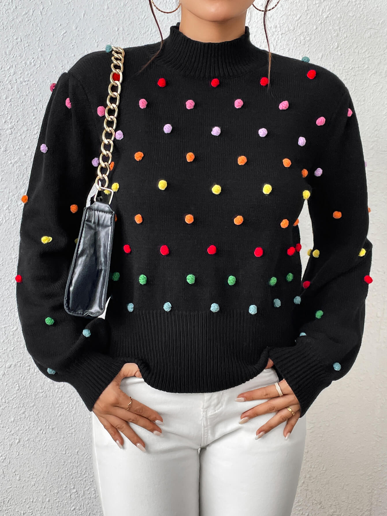 Celestial Multi Popcorn Applique Sweater - Black