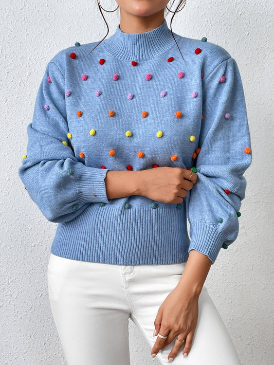 Celestial Multi Popcorn Applique Sweater - Blue