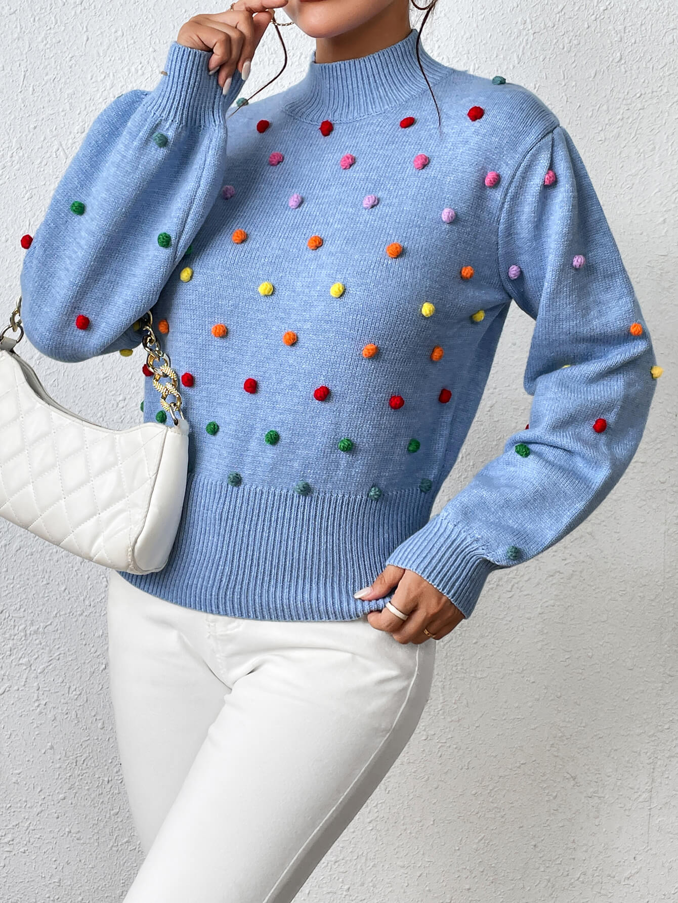 Celestial Multi Popcorn Applique Sweater - Blue