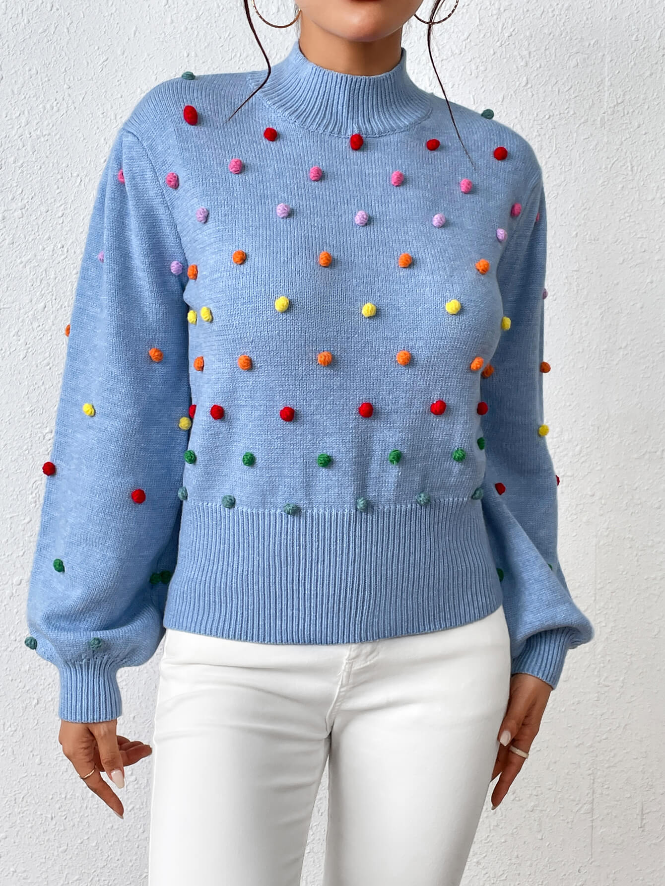 Celestial Multi Popcorn Applique Sweater - Blue