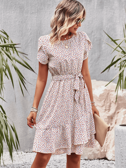 EMILIANA FLORAL DOLL MINI DRESS - CREAM