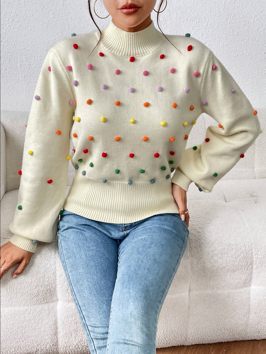 Celestial Multi Popcorn Applique Sweater - Cream