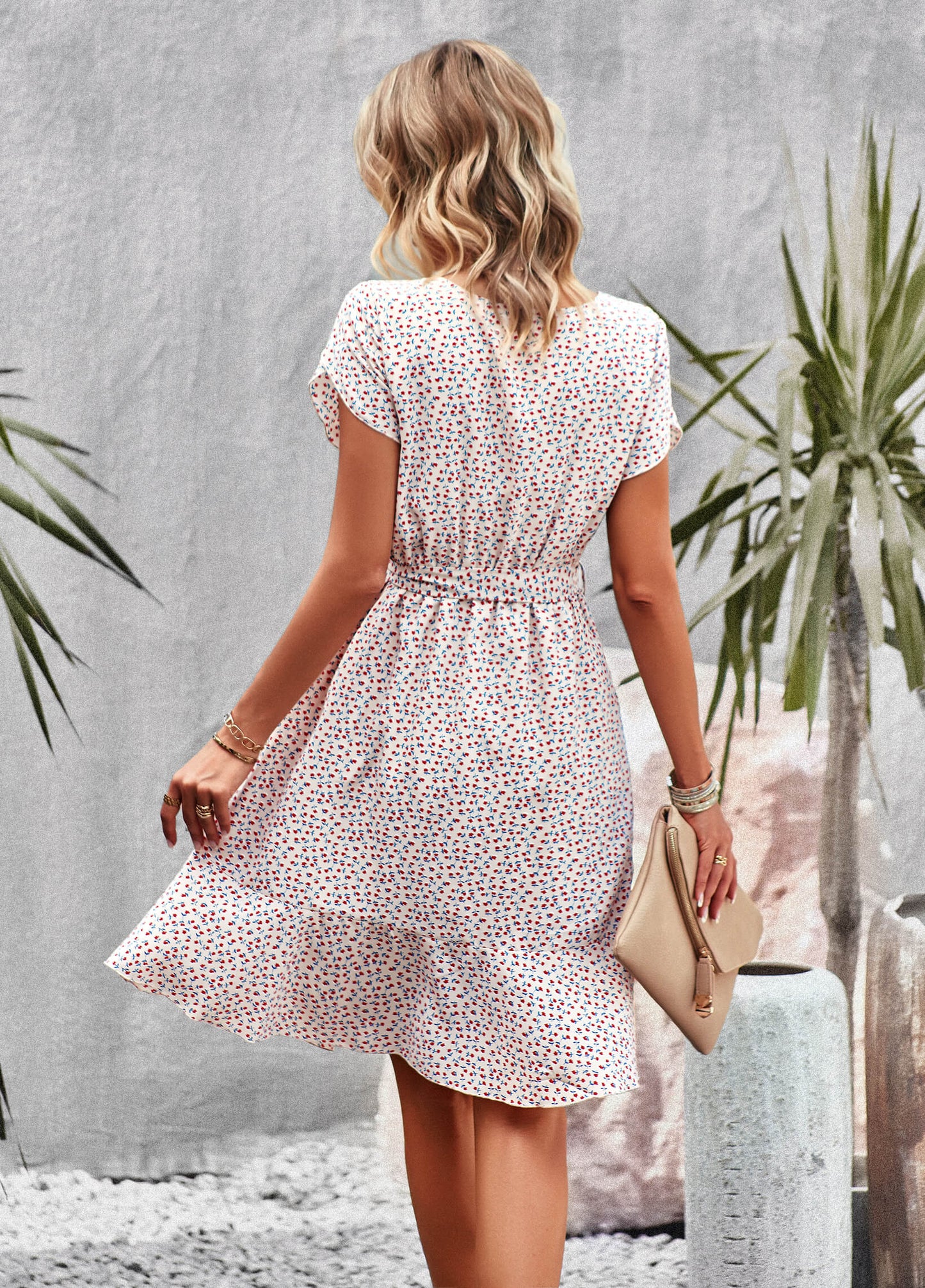 EMILIANA FLORAL DOLL MINI DRESS - CREAM