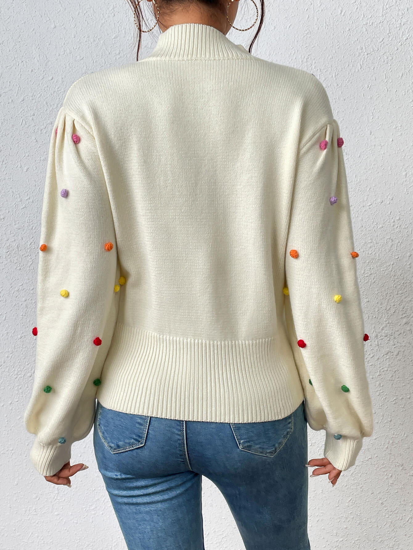 Celestial Multi Popcorn Applique Sweater - Cream