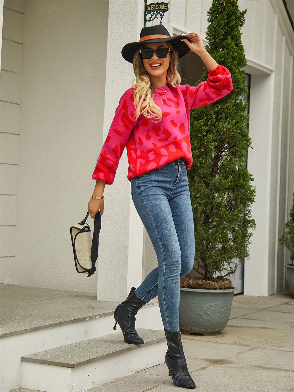 Chilly Days Textured Sweater - Fuchsia