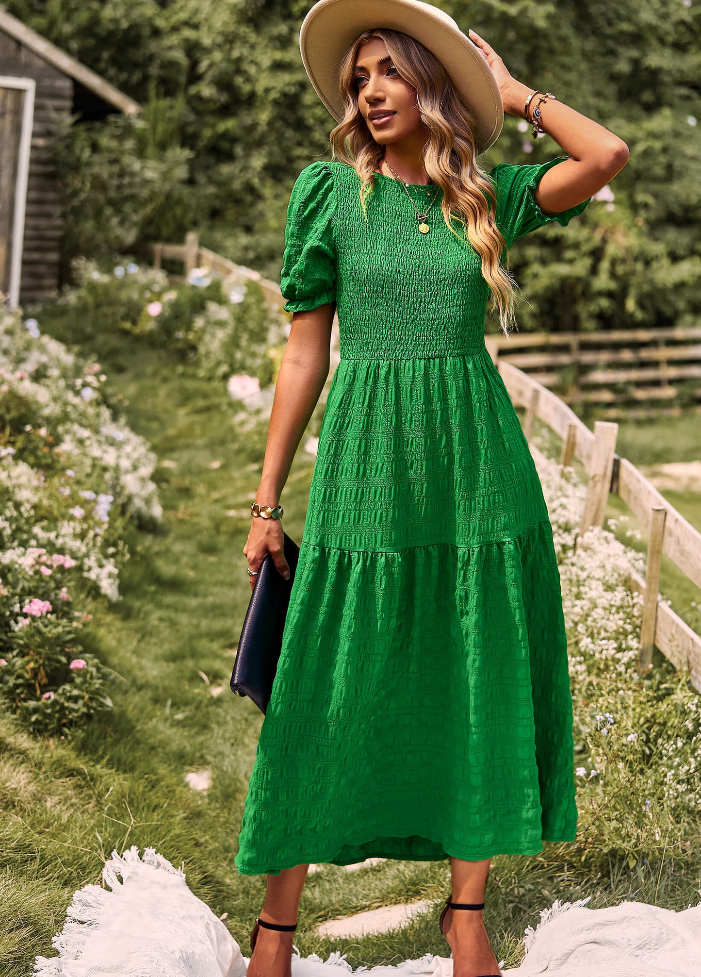 Riviera Romance Smock Tiered Maxi Dress