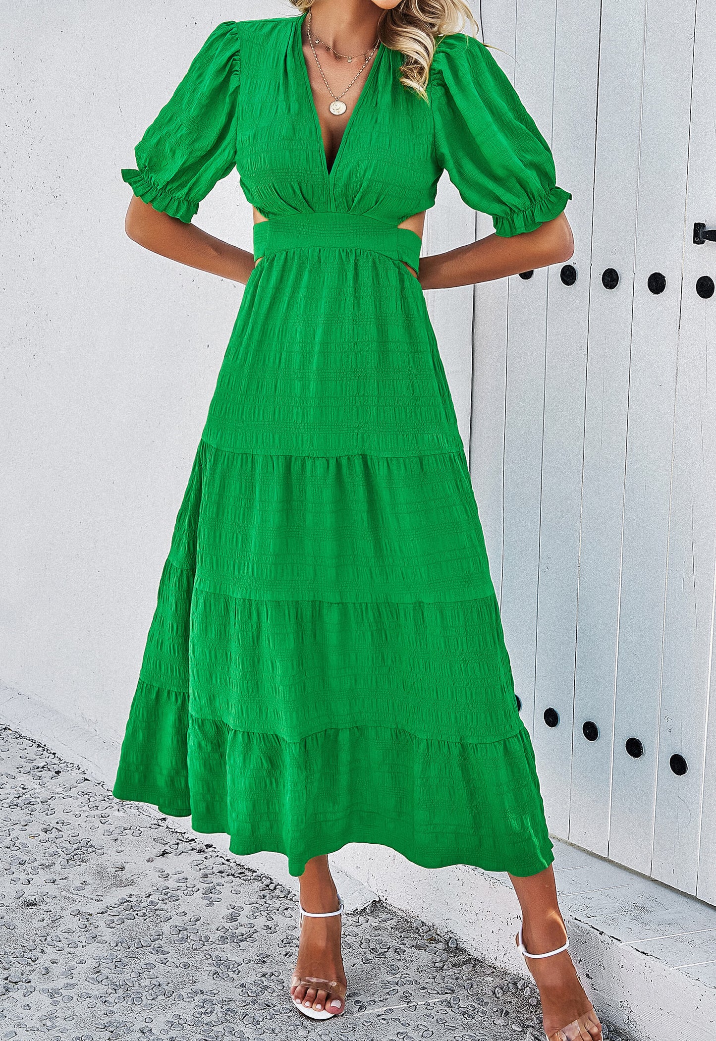 Rhea Tiered Cutout Maxi Dress - Green