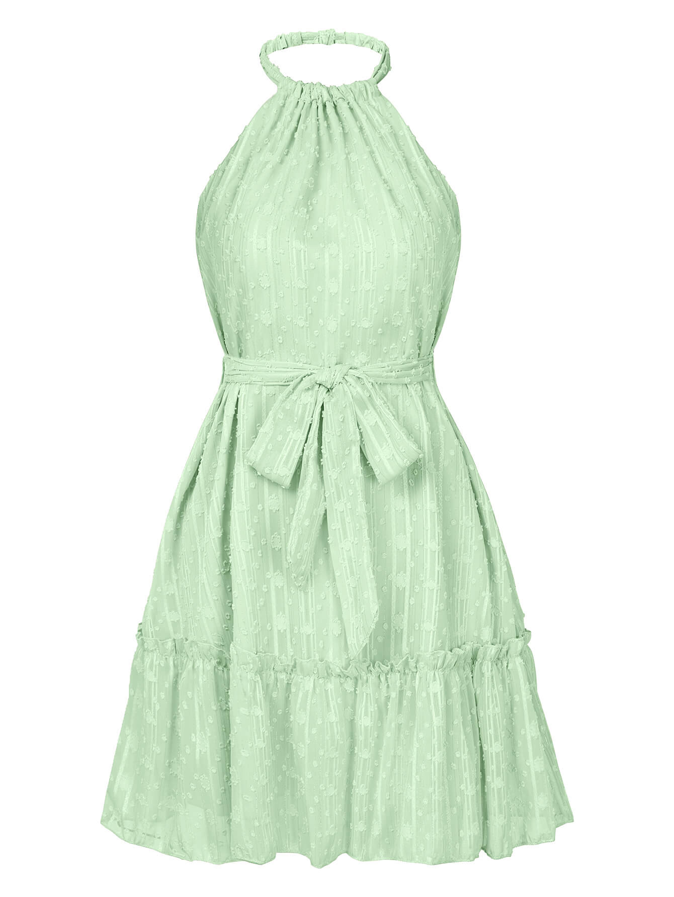 Priscilla Halter Babydoll Mini Dress - Mint