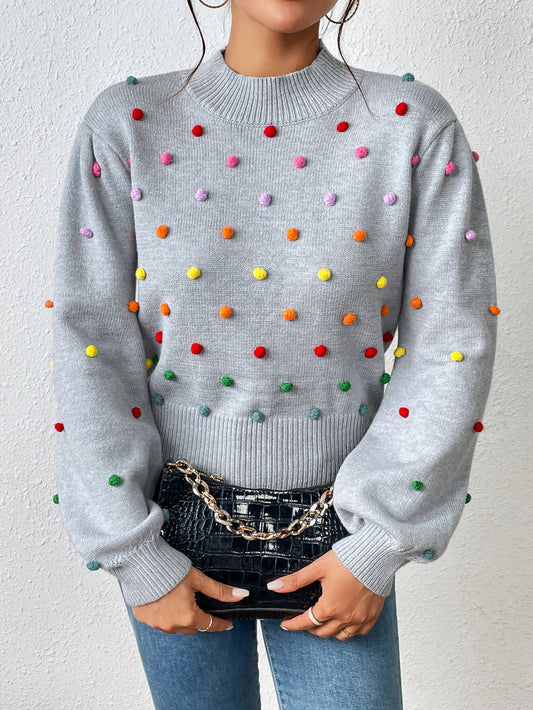 Celestial Multi Popcorn Applique Sweater - Grey