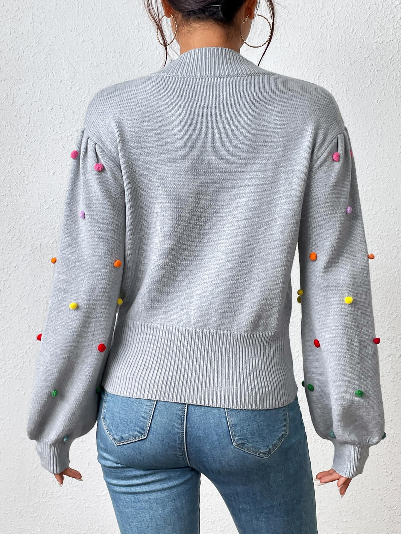 Celestial Multi Popcorn Applique Sweater - Grey