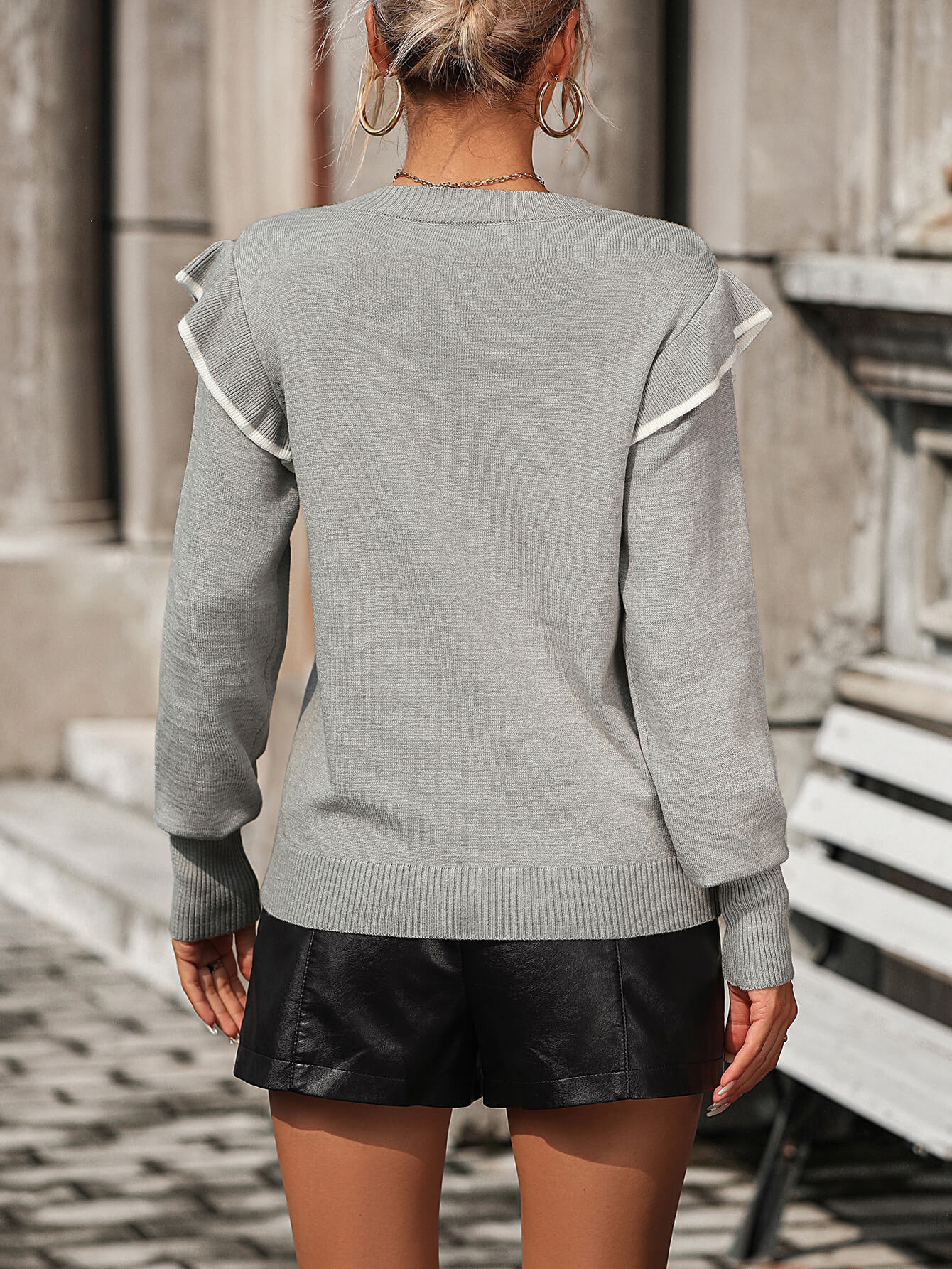 Nonnie Knit Pullover Sweater - Grey