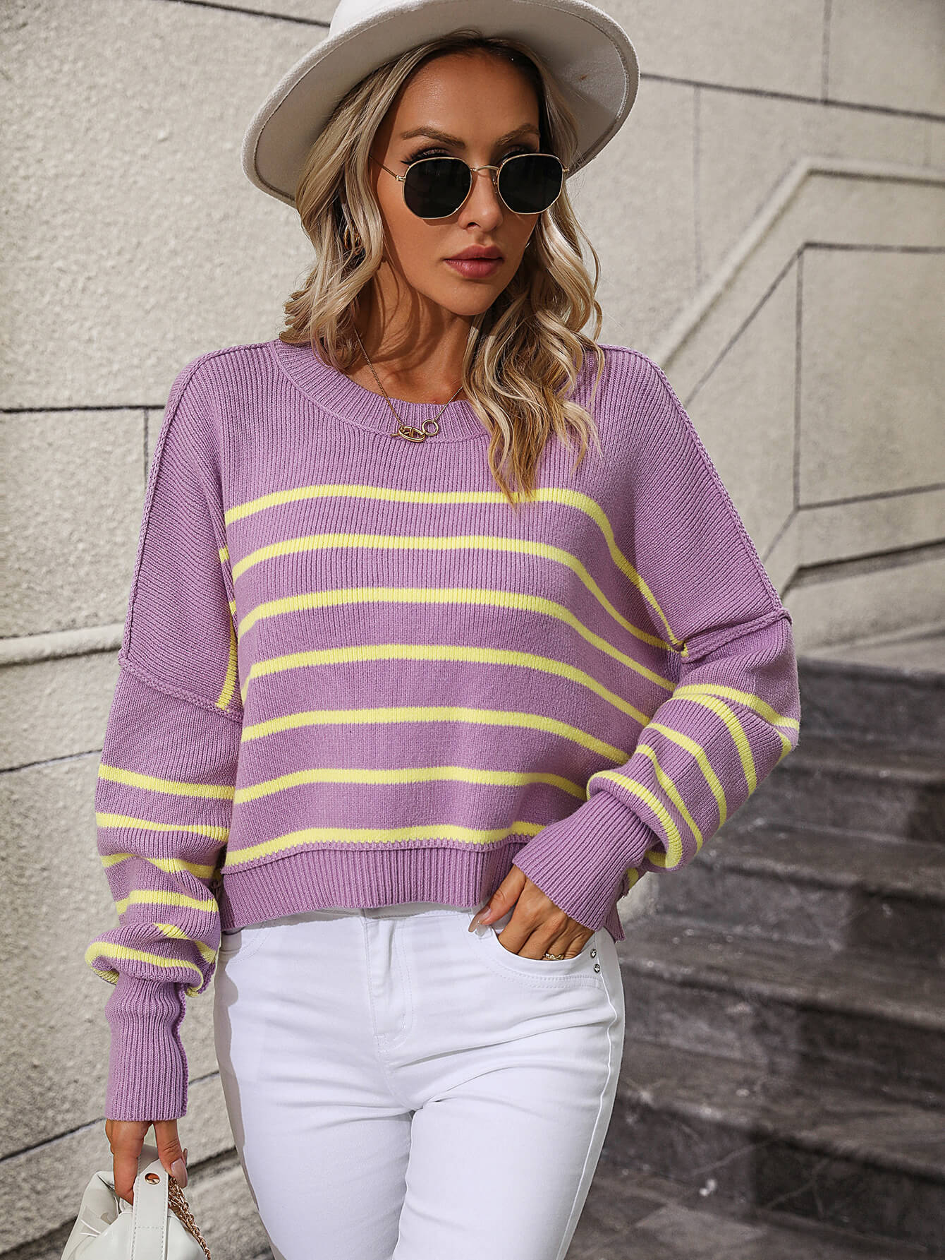 Talilah Stripe Knit Top - Lavender