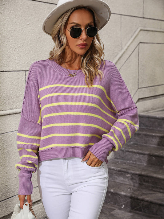 Talilah Stripe Knit Top - Lavender