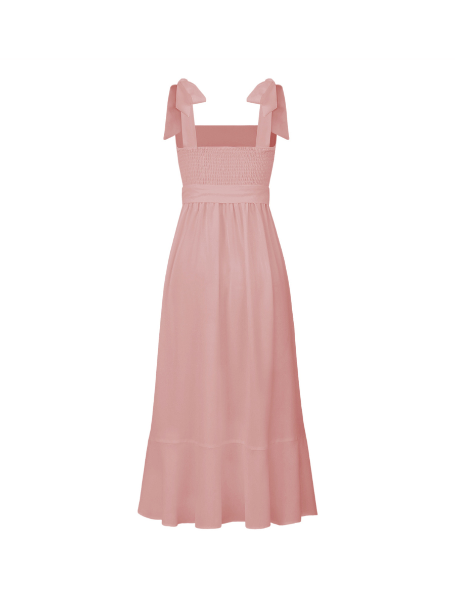 AVIANCA SHOULDER TIE BRIDAL MIDI DRESS - MAUVE