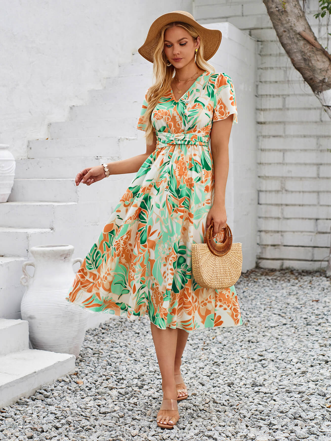 Gemma Floral Midi Dress - Multi