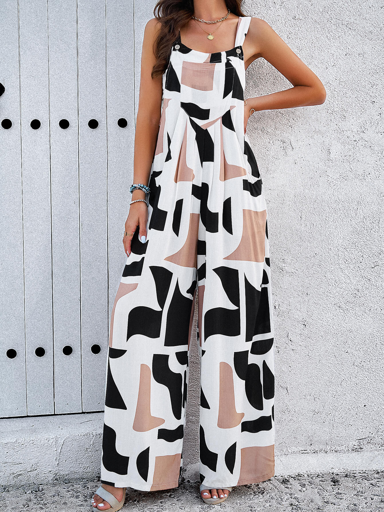 Funky Female Printed Wide Leg Jumpsuit - Multi
