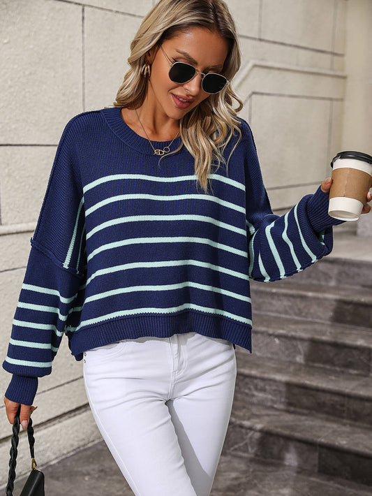 Talilah Stripe Knit Top - Navy