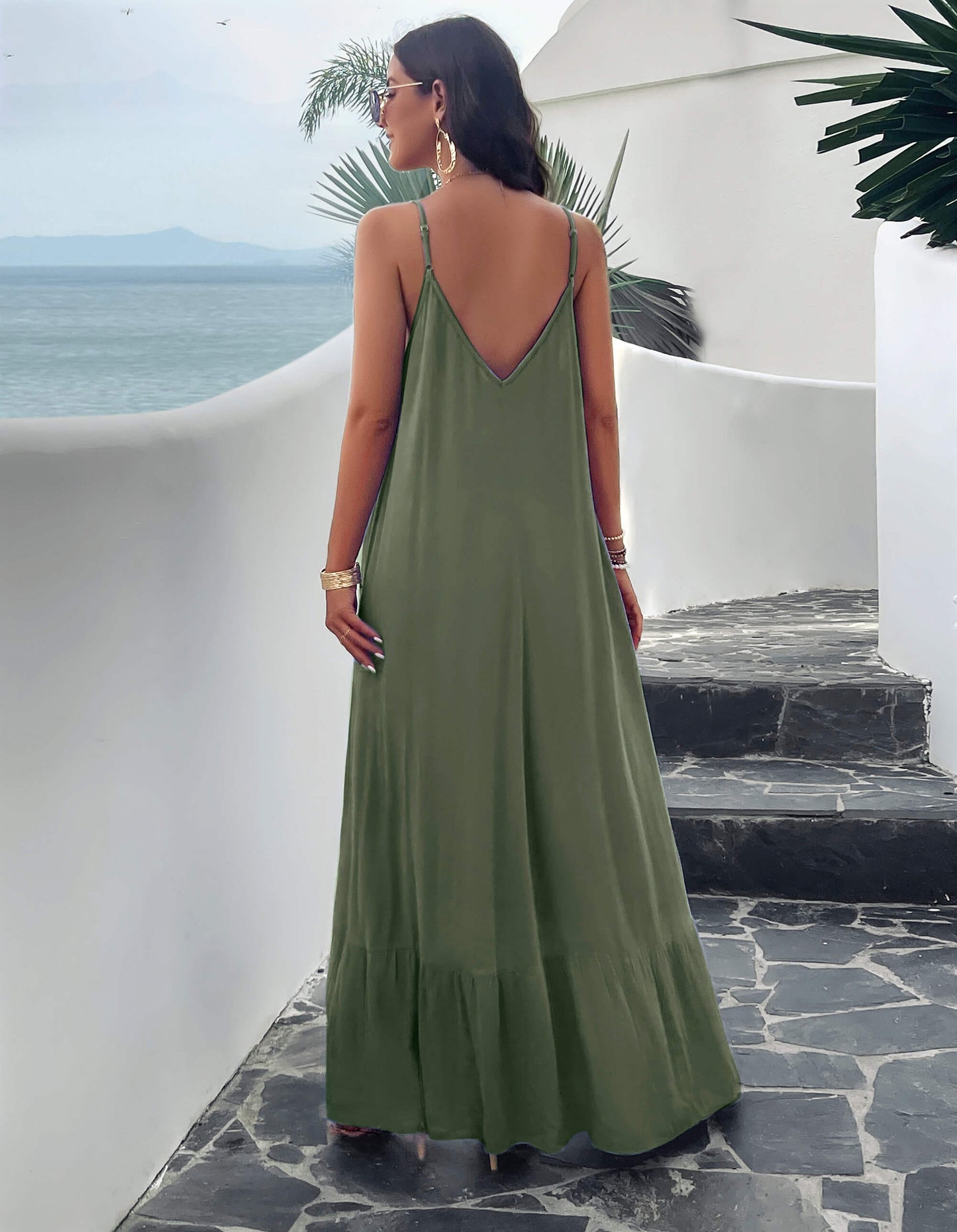Olivian Pocketed Maxi Dress - Olive